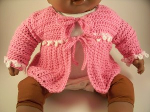 Pink Crochet Layette Set Baby Sweater Hat Booties