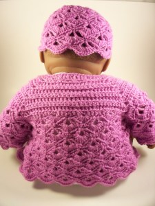 Lavender Violet Crochet Layette Set Baby Sweater Hat