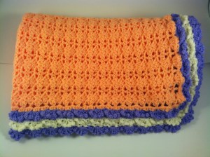 Peach Purple Lavender Crochet Baby Blanket