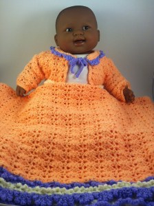 Peach Purple Lavender Crochet Baby Sweater Blanket