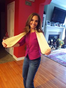Joy Bauer with crochet scarf