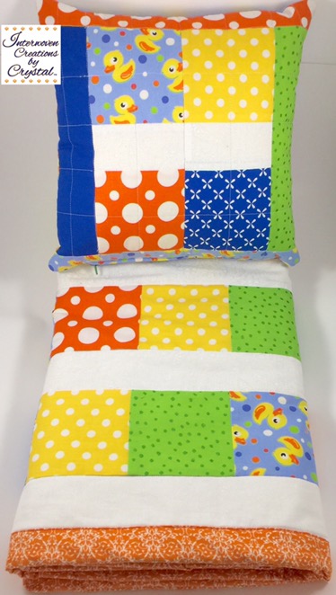 Rubber Duckie Baby Quilt & Pillow Set ~ Front of Pillow