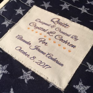 Patriotic Baby Quilt and Pillow Set ~ Label