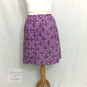 Purple Ankara Box Pleated Midi Skirt