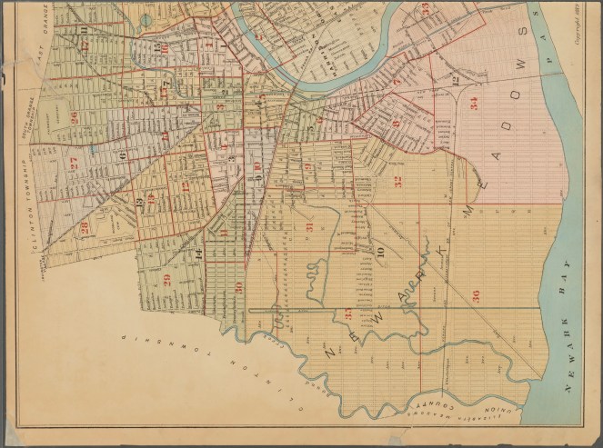 Newark, NJ Map ~ 1889 (correct orientation)